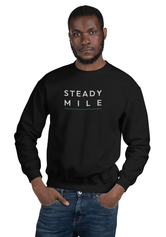 Crewneck Walk Sweat in Black with the Pathmark Steady Stack print