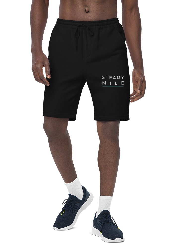 7-inch Walk Short in Black with the Pathmark Steady Stack print on the leg (stand-in packshot)